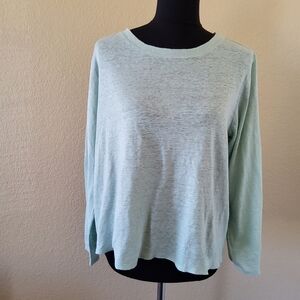 Eileen Fisher 100% Organic Linen Tee Blue Size M